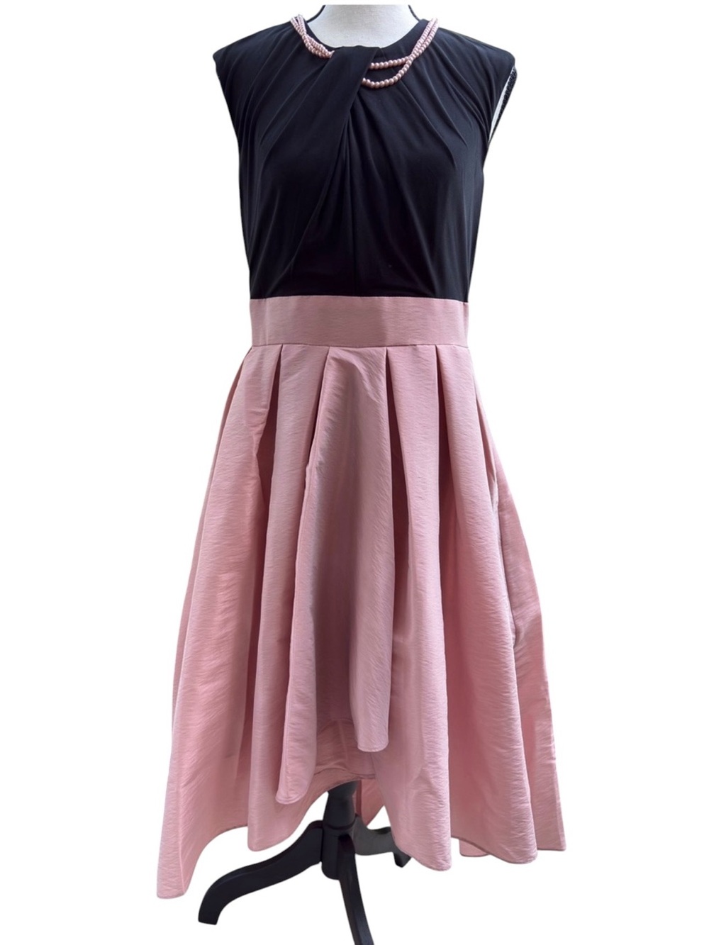 Size 8P SLNY Black Dress with Pink Bead Detail